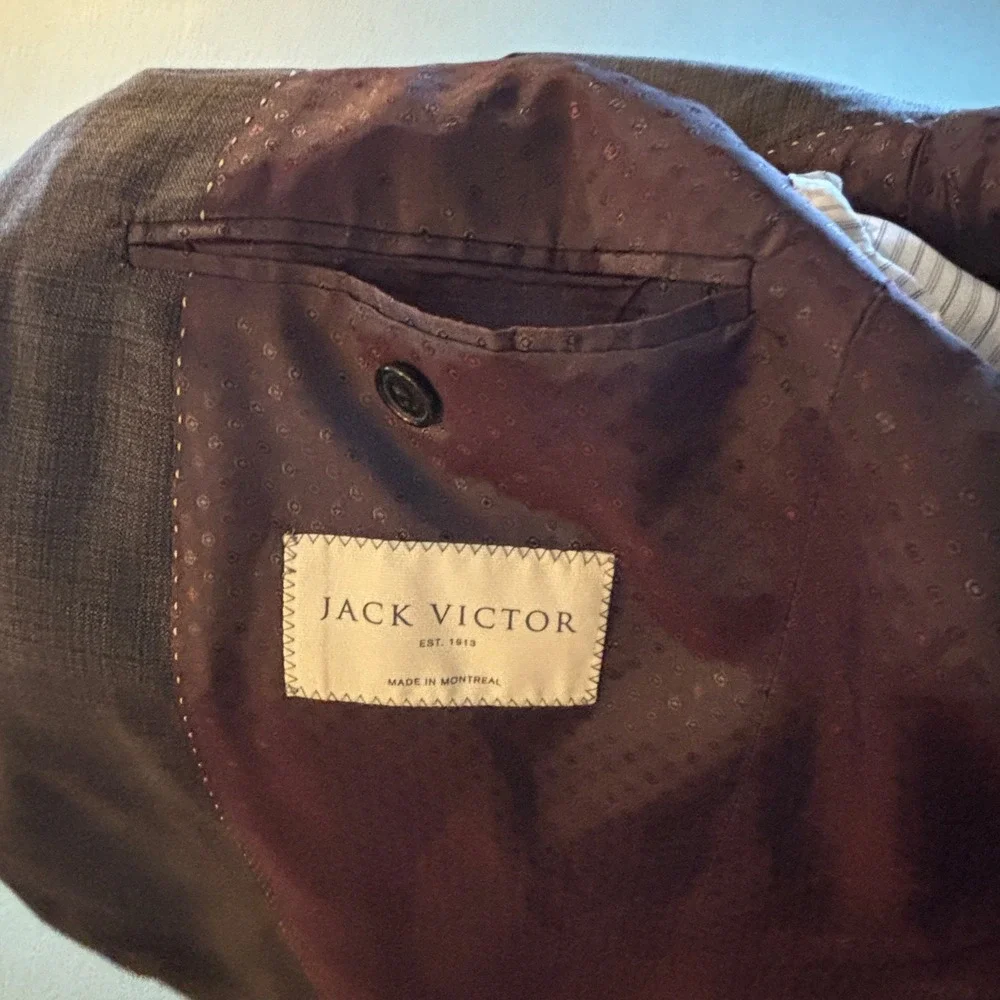 Jack Victor Sport Coat Jacket Mens 40R Super 130s Italian Wool Gray Canada